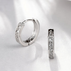 Austrian Crystal Huggie Earring in White Gold Plated