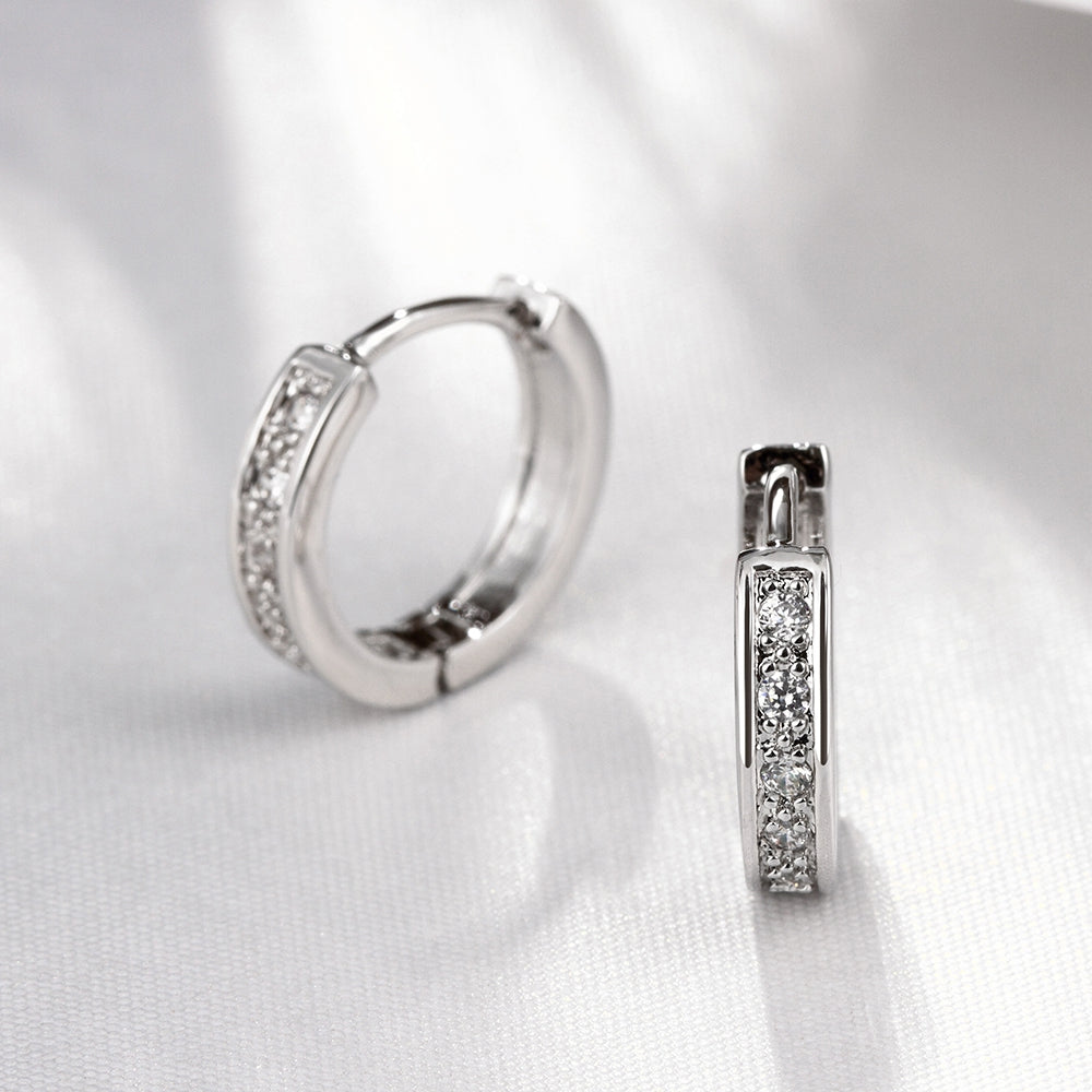 Swarovski Crystal Pave Huggie Earring in 18K White Gold Plated