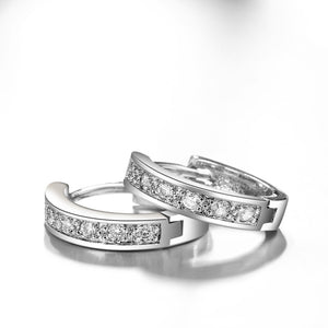 Austrian Crystal Pave Huggie Earring in 18K White Gold Plated