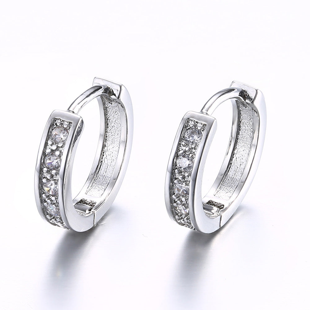 Austrian Crystal Huggie Earring in White Gold Plated