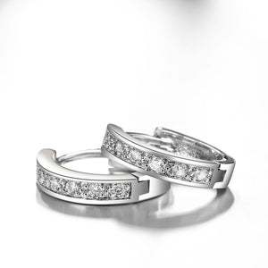 Austrian Crystal Huggie Earring in White Gold Plated