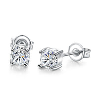 Solitaire Princess Cut Swarovski Elements Studs in 18K White