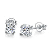 Solitaire Princess Cut Austrian Elements Studs in 18K White