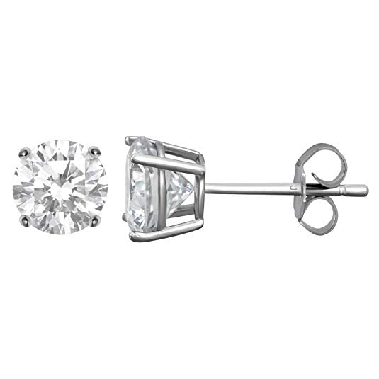 Austrian Crystal Stud Earring in 14K White Gold Plated 6mm