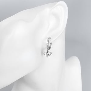 Austrian Crystal Drop Earring in White Gold Plated