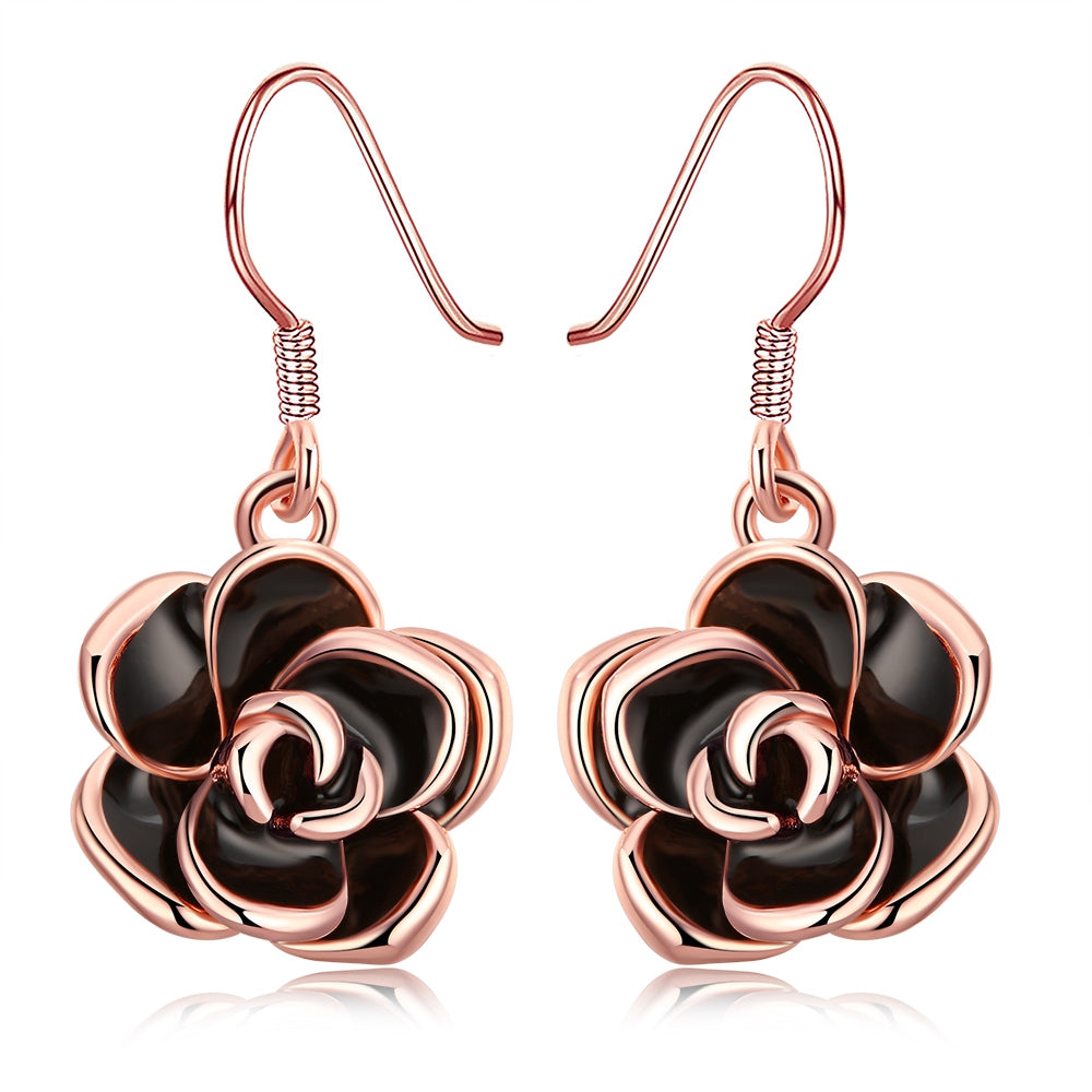 Flower Drop Earring in 18K Rose Gold Plated