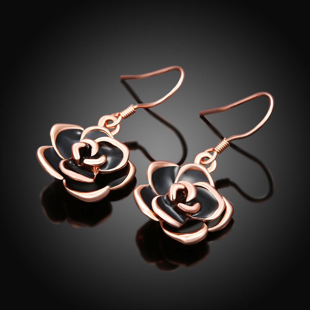 Flower Drop Earring in 18K Rose Gold Plated