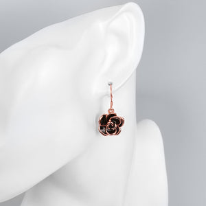 Flower Drop Earring in 18K Rose Gold Plated