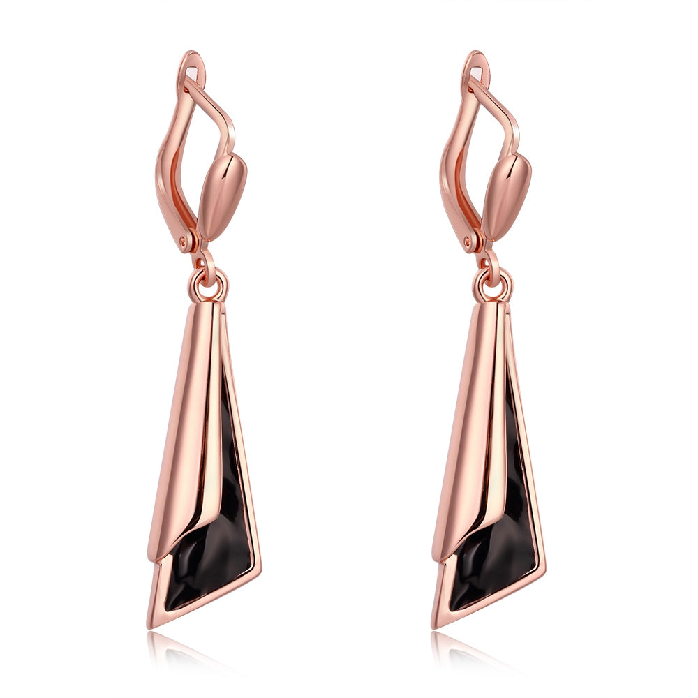 Rose Gold Enamel Drop Earrings