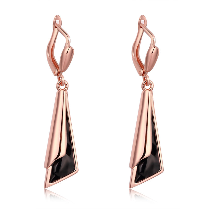 Rose Gold Enamel Drop Earrings