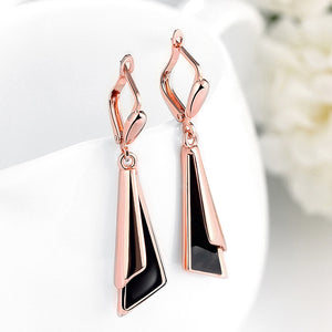 Rose Gold Enamel Drop Earrings