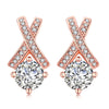 Austrian Crystal X Cross Stud Earring in 18K Rose Gold Plated