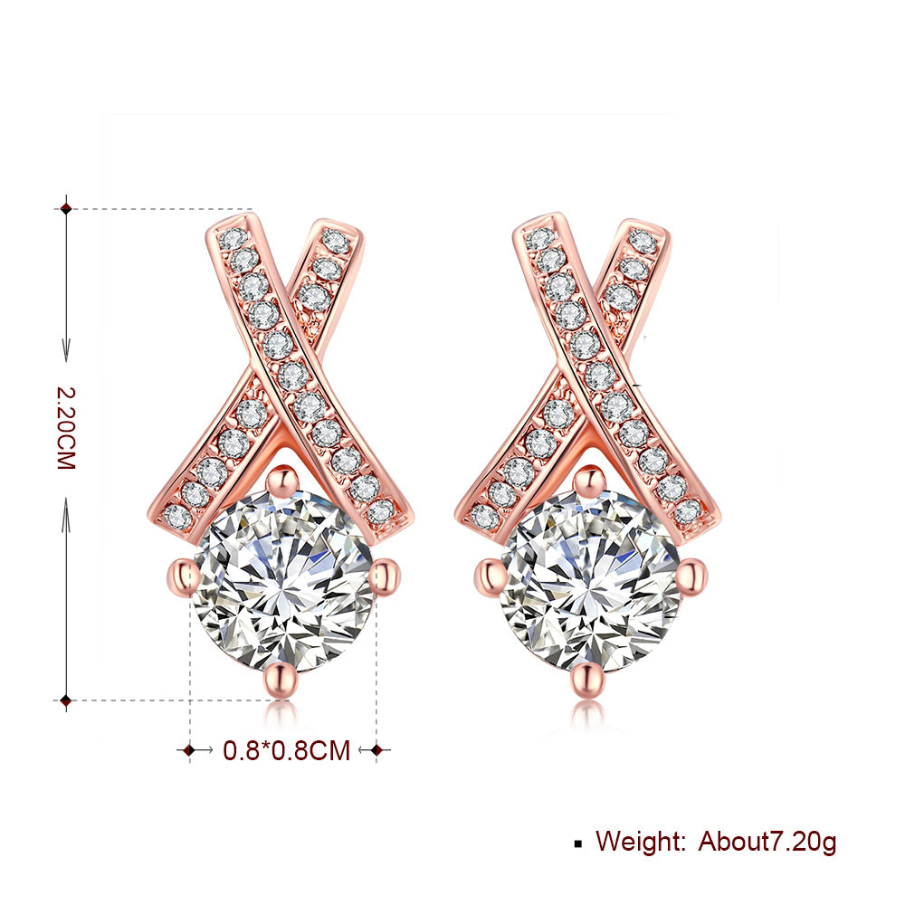Swarovski Crystal X Cross Stud Earring in 18K Rose Gold Plated