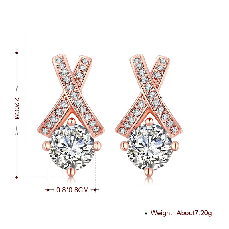 Swarovski Crystal X Cross Stud Earring in 18K Rose Gold Plated