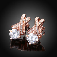 Swarovski Crystal X Cross Stud Earring in 18K Rose Gold Plated