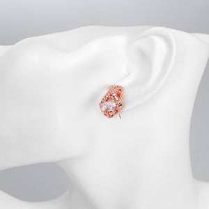Austrian Crystal X Cross Stud Earring in 18K Rose Gold Plated