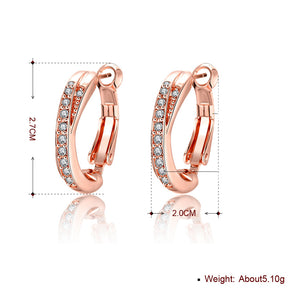 Austrian Crystal Hoop Huggie Earring in 18K Rose Gold Plated