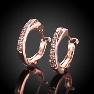 Austrian Crystal Hoop Huggie Earring in 18K Rose Gold Plated