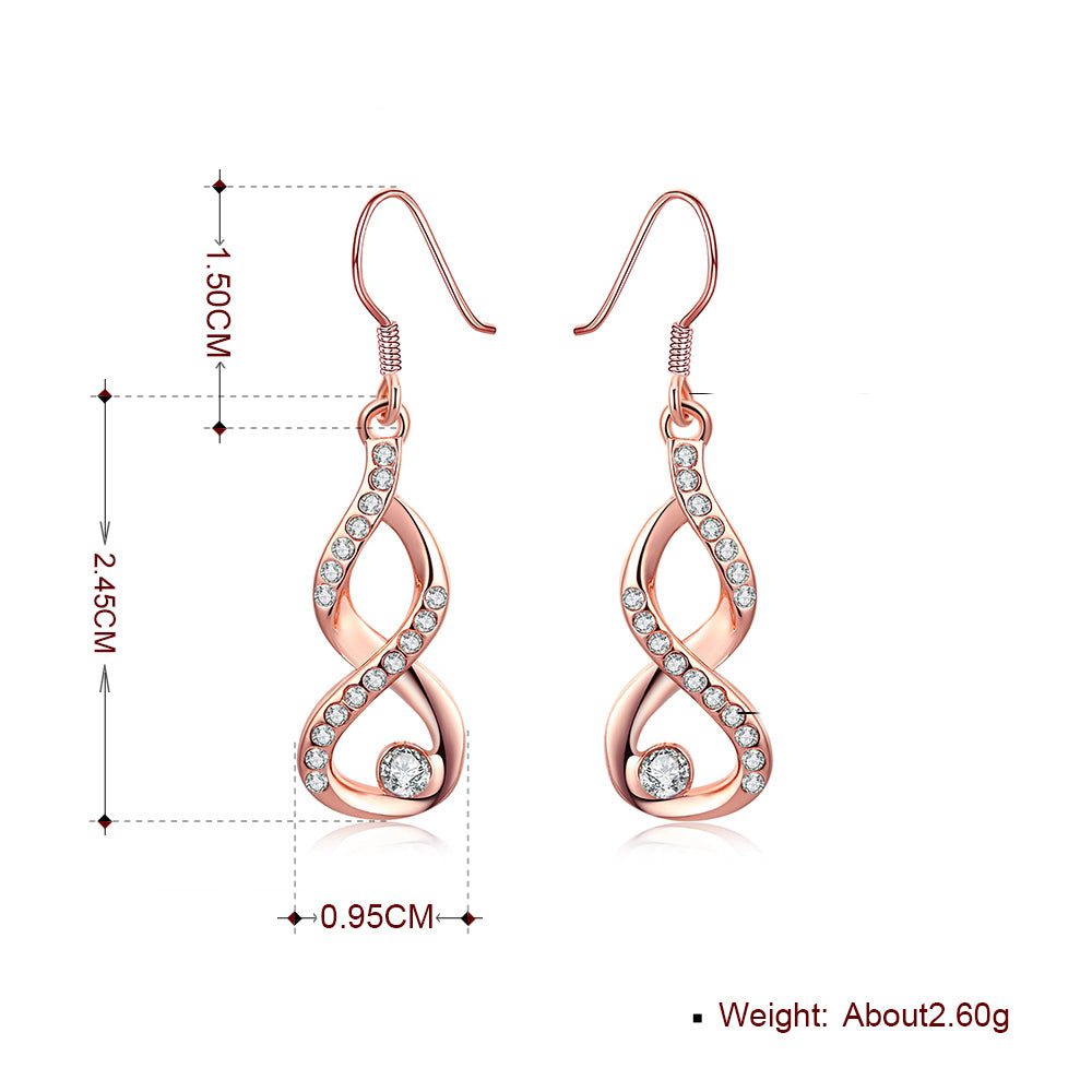 Austrian Crystal Infinity  Drop Earring in 18K Rose Gold Plated