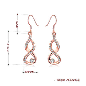 Austrian Crystal Infinity  Drop Earring in 18K Rose Gold Plated