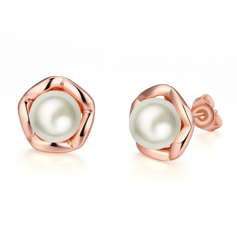 Freshwater Pearl Stud Earring in 18K Rose Gold Plated