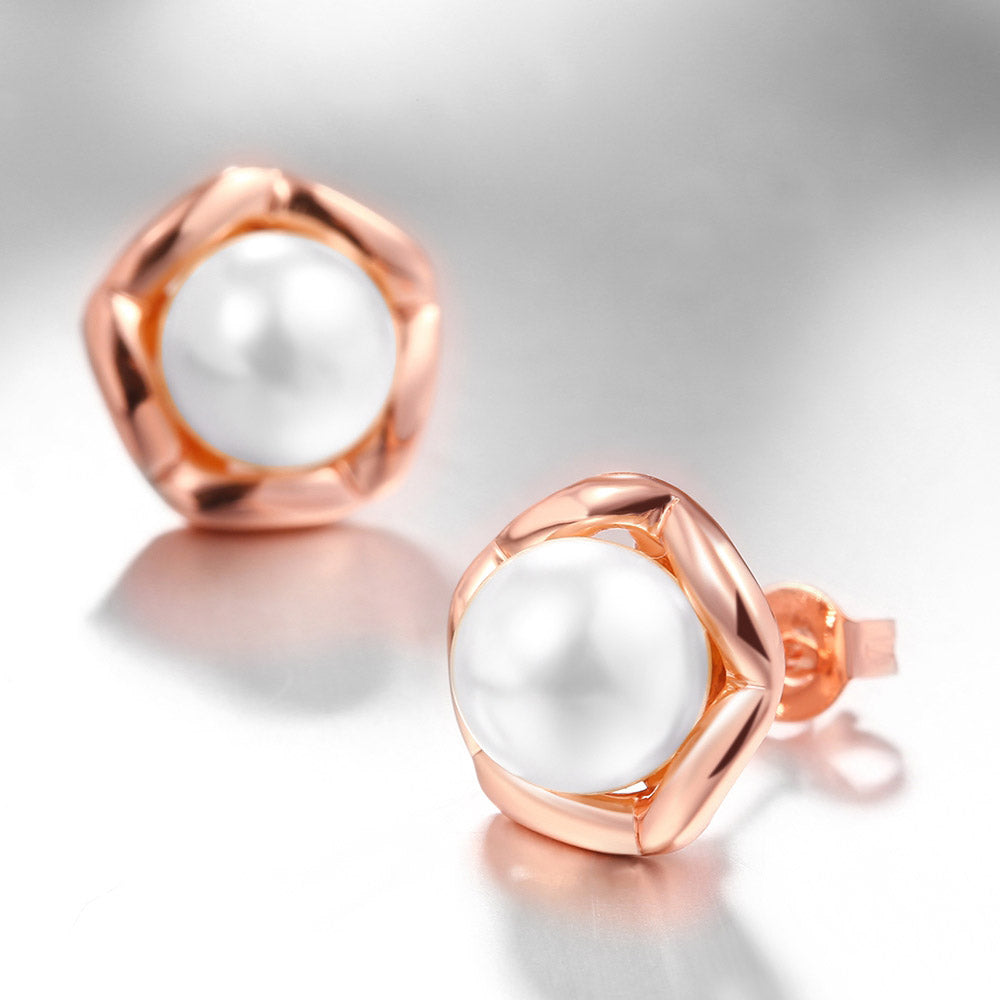 Freshwater Pearl Stud Earring in 18K Rose Gold Plated