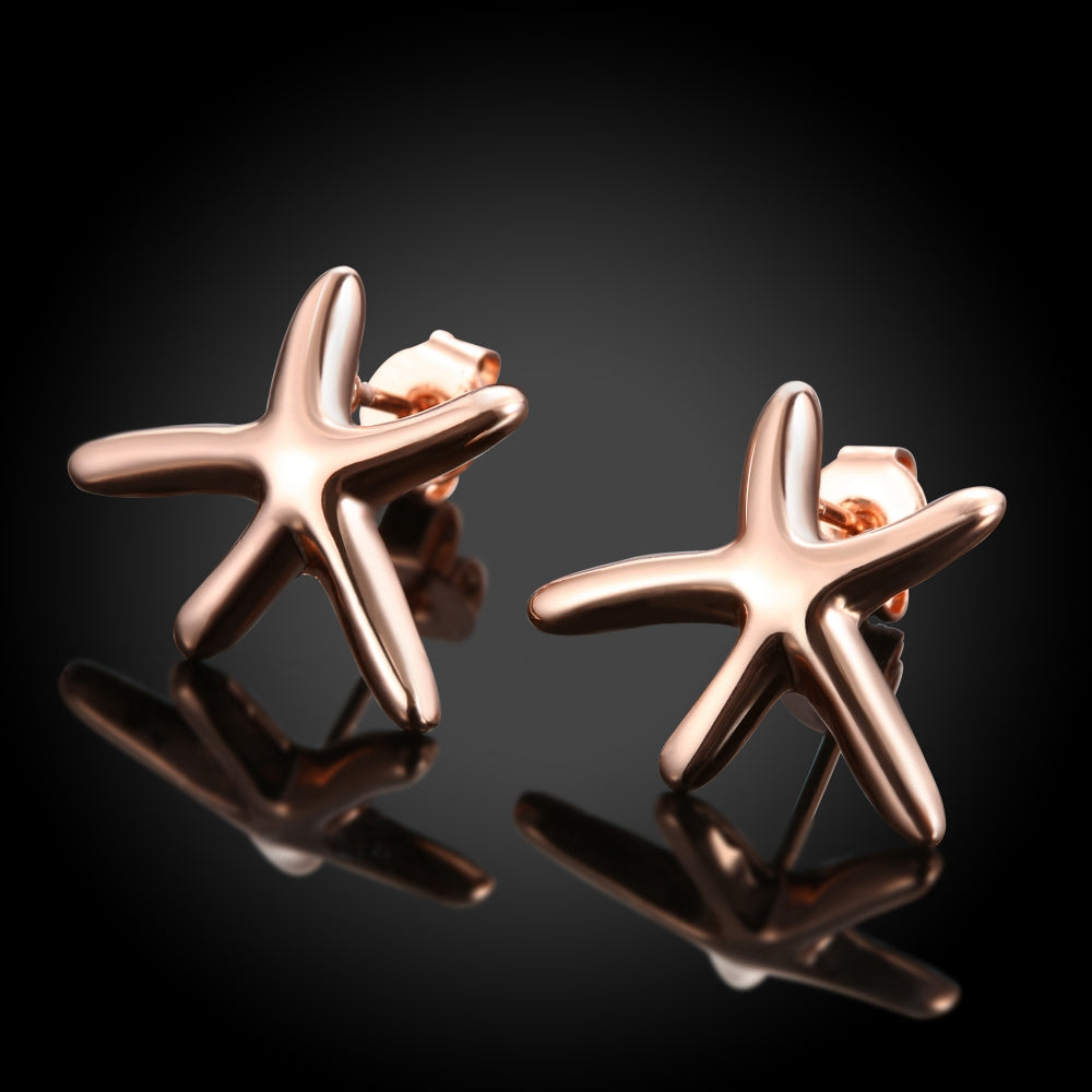 Starfish Stud Earring in 18K Rose Gold Plated