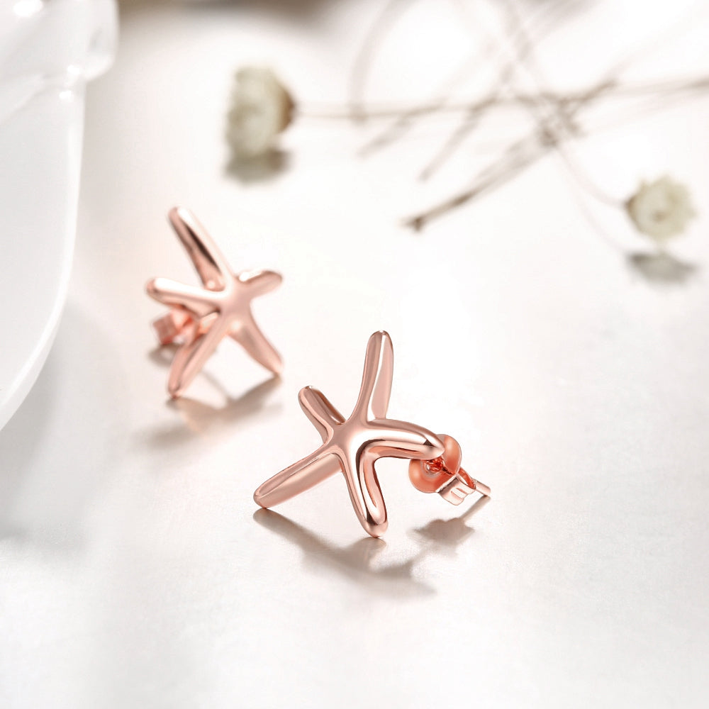 Starfish Stud Earring in 18K Rose Gold Plated