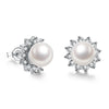 Swarovski Crystal Pearl Stud Earring in 18K White Gold Plated
