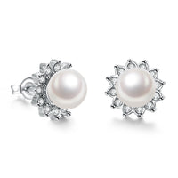 Swarovski Crystal Pearl Stud Earring in 18K White Gold Plated