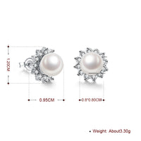 Swarovski Crystal Pearl Stud Earring in 18K White Gold Plated