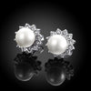 Swarovski Crystal Pearl Stud Earring in 18K White Gold Plated