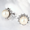 Swarovski Crystal Pearl Stud Earring in 18K White Gold Plated