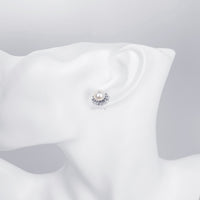 Swarovski Crystal Pearl Stud Earring in 18K White Gold Plated