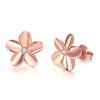 Austrian Crystal Flower Stud Earring - 14K Rose Gold Plated