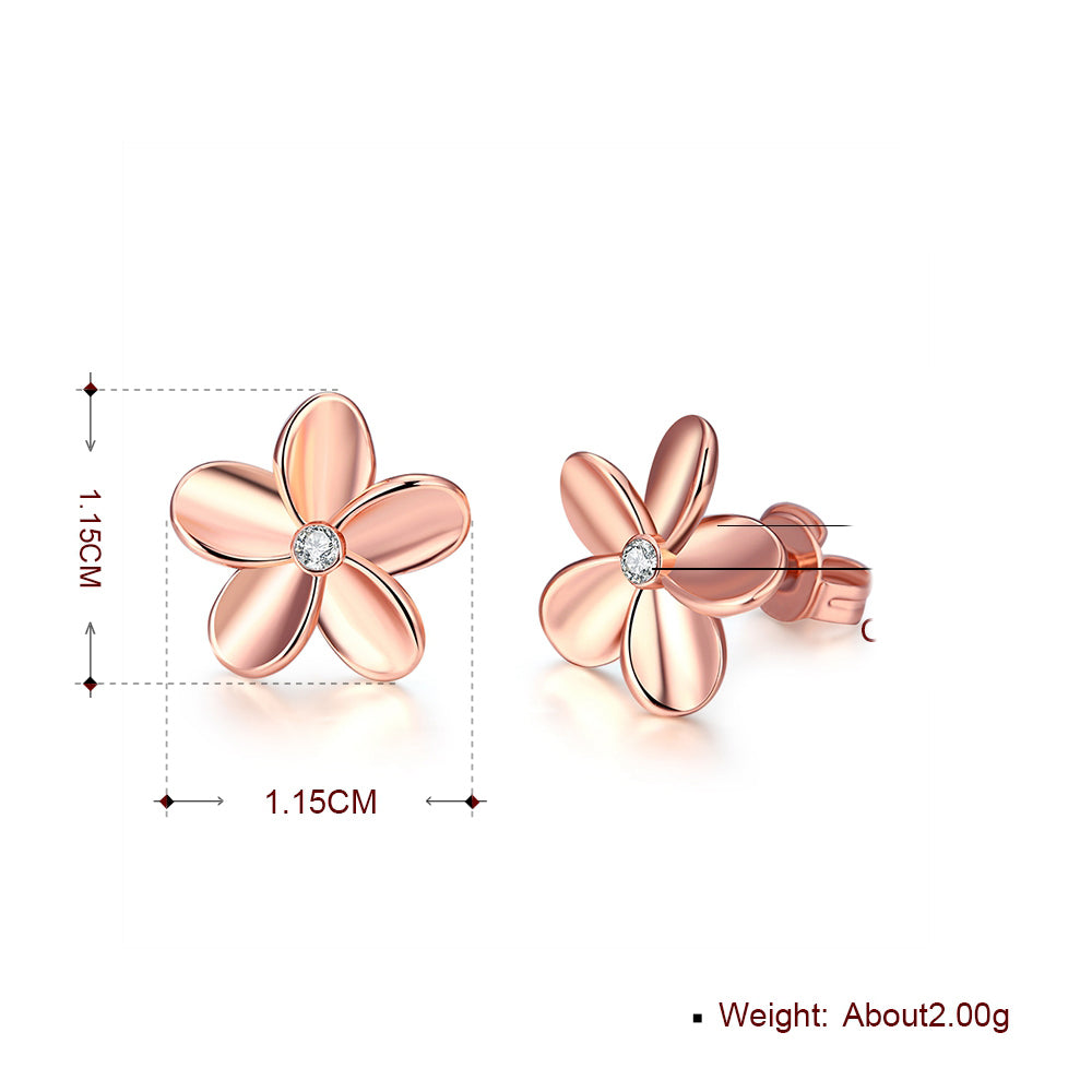 Austrian Crystal Flower Stud Earring in 18K Rose Gold Plated