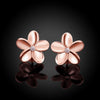 Austrian Crystal Flower Stud Earring - 14K Rose Gold Plated