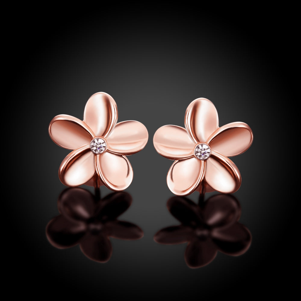 Swarovski Crystal Flower Stud Earring in 18K Rose Gold Plated