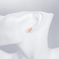 Austrian Crystal Flower Stud Earring - 14K Rose Gold Plated