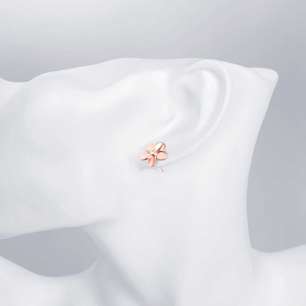 Swarovski Crystal Flower Stud Earring in 18K Rose Gold Plated