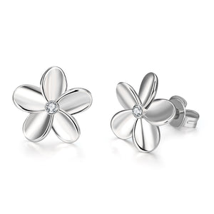 Swarovski Crystal Flower Stud Earring in 18K White Gold Plated