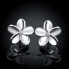 Austrian Crystal Flower Stud Earring - 14K White Gold Plated