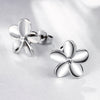 Austrian Crystal Flower Stud Earring - 14K White Gold Plated