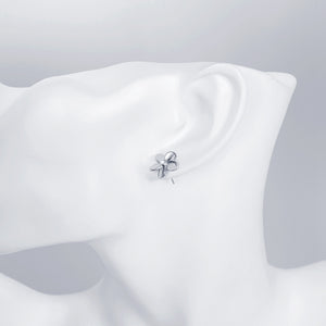 Austrian Crystal Flower Stud Earring - 14K White Gold Plated