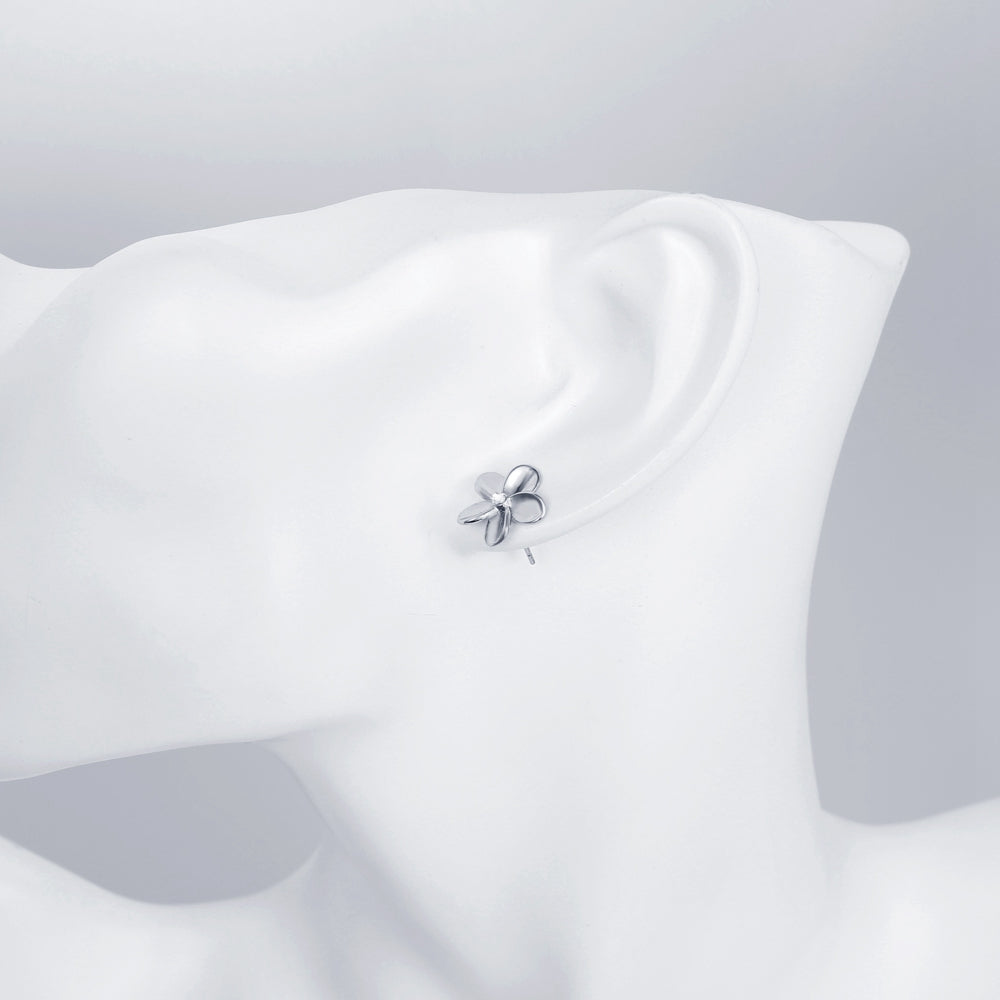 Swarovski Crystal Flower Stud Earring in 18K White Gold Plated