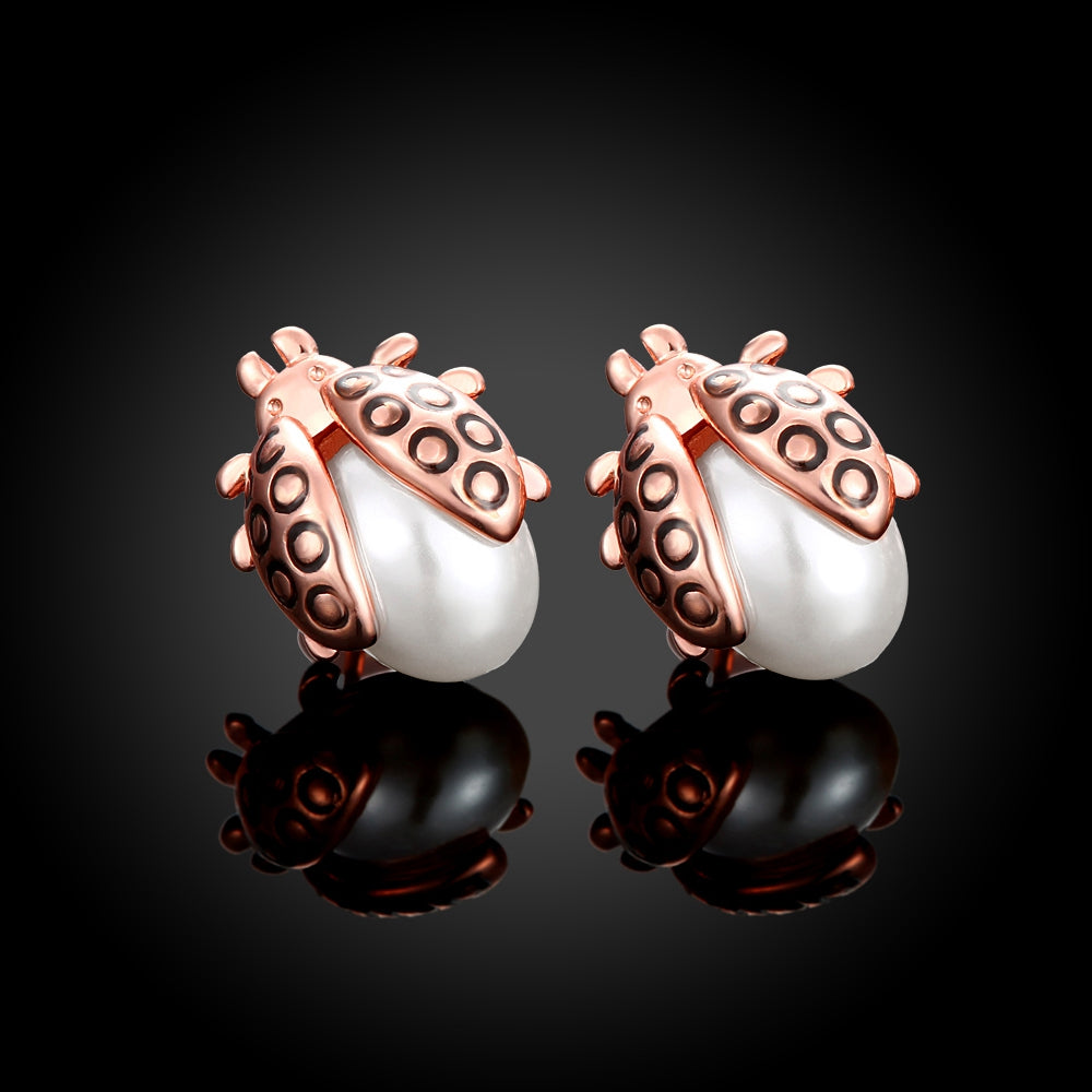 Ladybug Stud Earring in 18K Rose Gold Plated