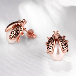 Ladybug Stud Earring in 18K Rose Gold Plated