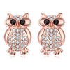 Austrian Crystal Large Owl Stud Earring in 18K Rose Gold Plated