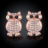 Austrian Crystal Large Owl Stud Earring in 18K Rose Gold Plated