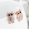 Austrian Crystal Large Owl Stud Earring in 18K Rose Gold Plated